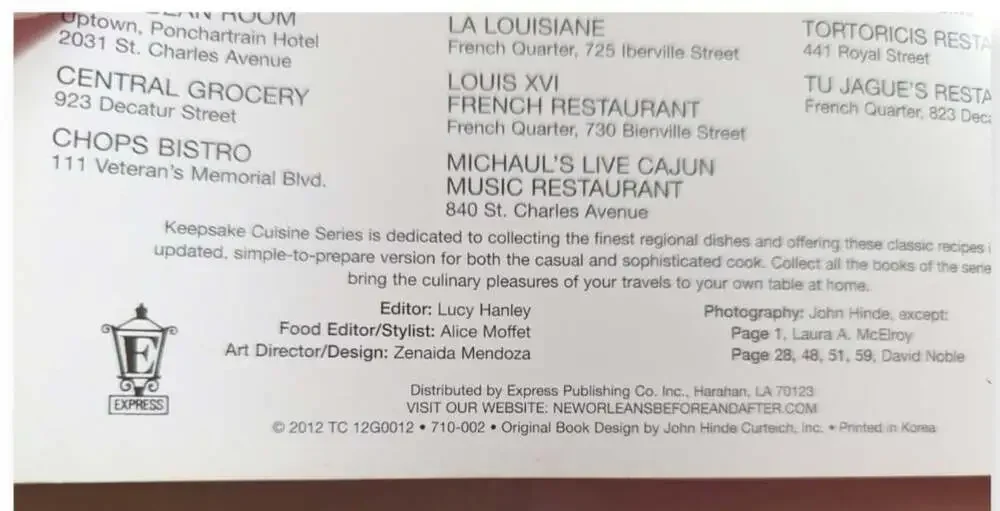 Favorite Recipes from New Orleans Paperback Book 2012